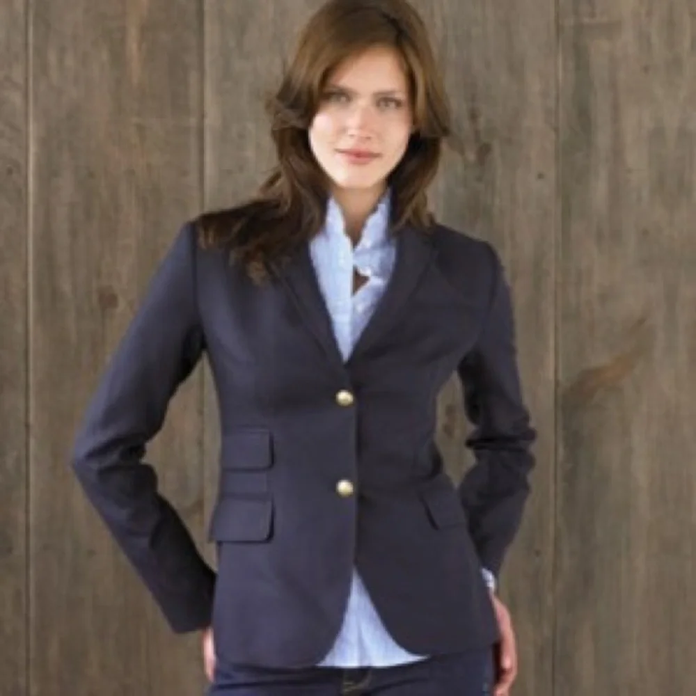 J Crew 100% Wool Navy Blue Blazer Jacket Preppy Dark Academia Career Work‎